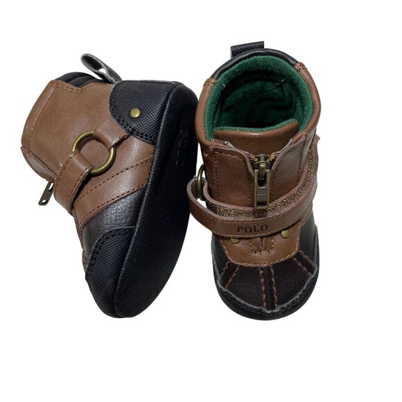 Polo Ralph Lauren Layette Baby Conquered Boot Crib 3 Leather Synthetic Upper - Picture 1 of 8